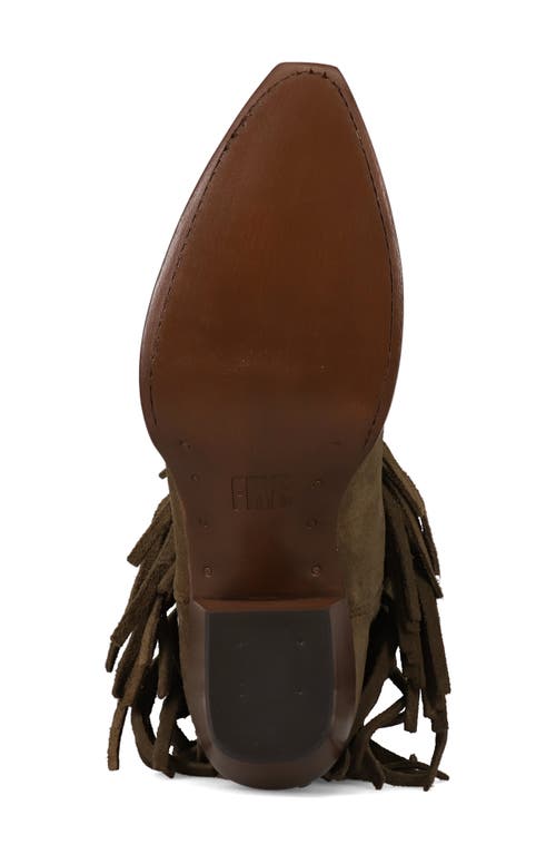 Shop Frye Sacha Fringe Bootie In Moss