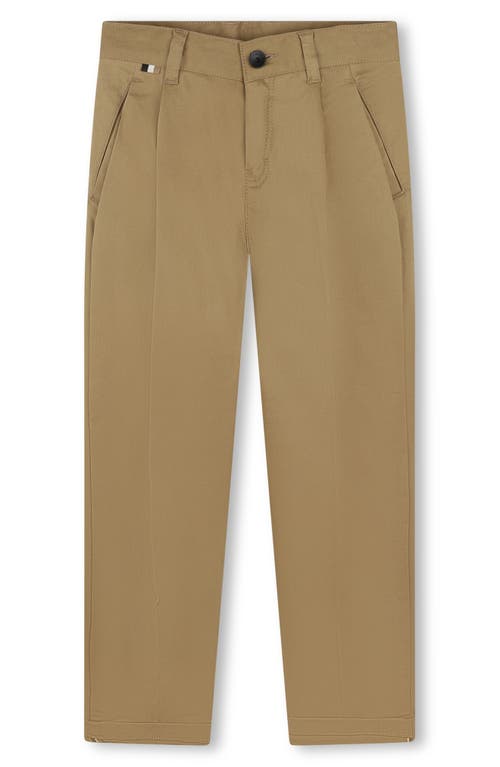 BOSS Kidswear Stretch Flat Front Chinos in Cookie 