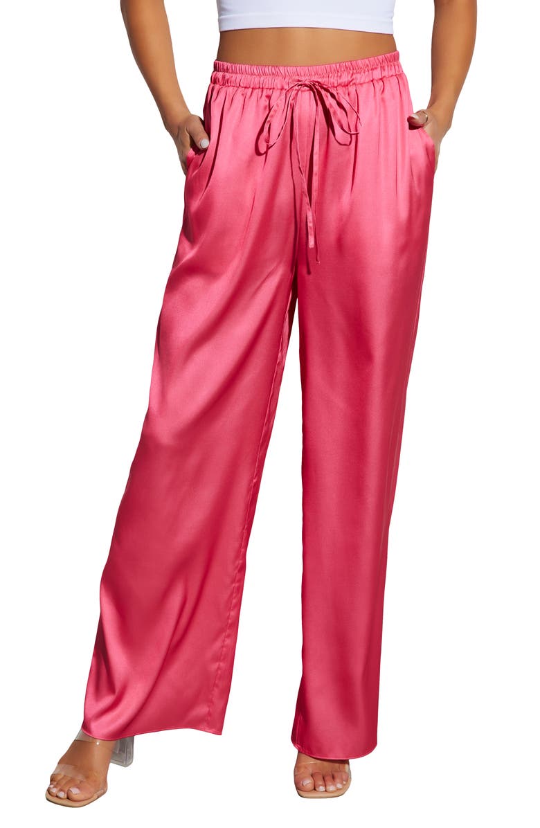 VICI Collection Aurelia Wide Leg Satin Drawstring Pants Nordstrom