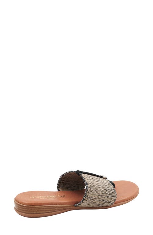 Shop Andre Assous André Assous Nice Featherweights™ Slide Sandal In Black/beige Linen