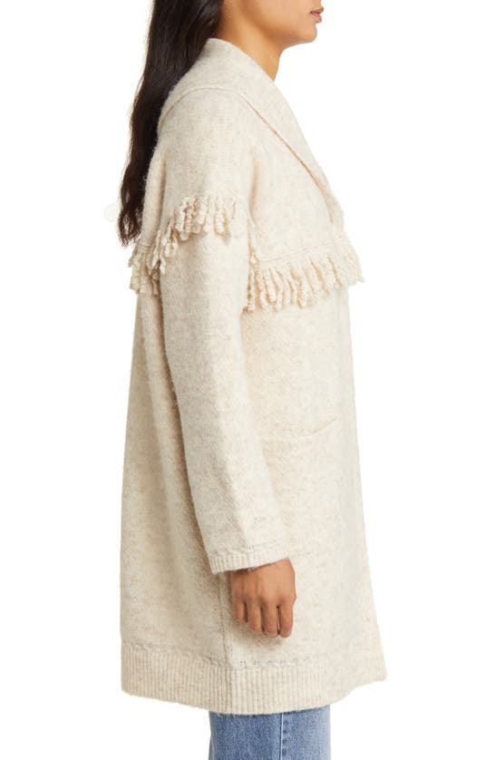 Wit & Wisdom Fringe Yoke Cardigan In Heather Oatmeal