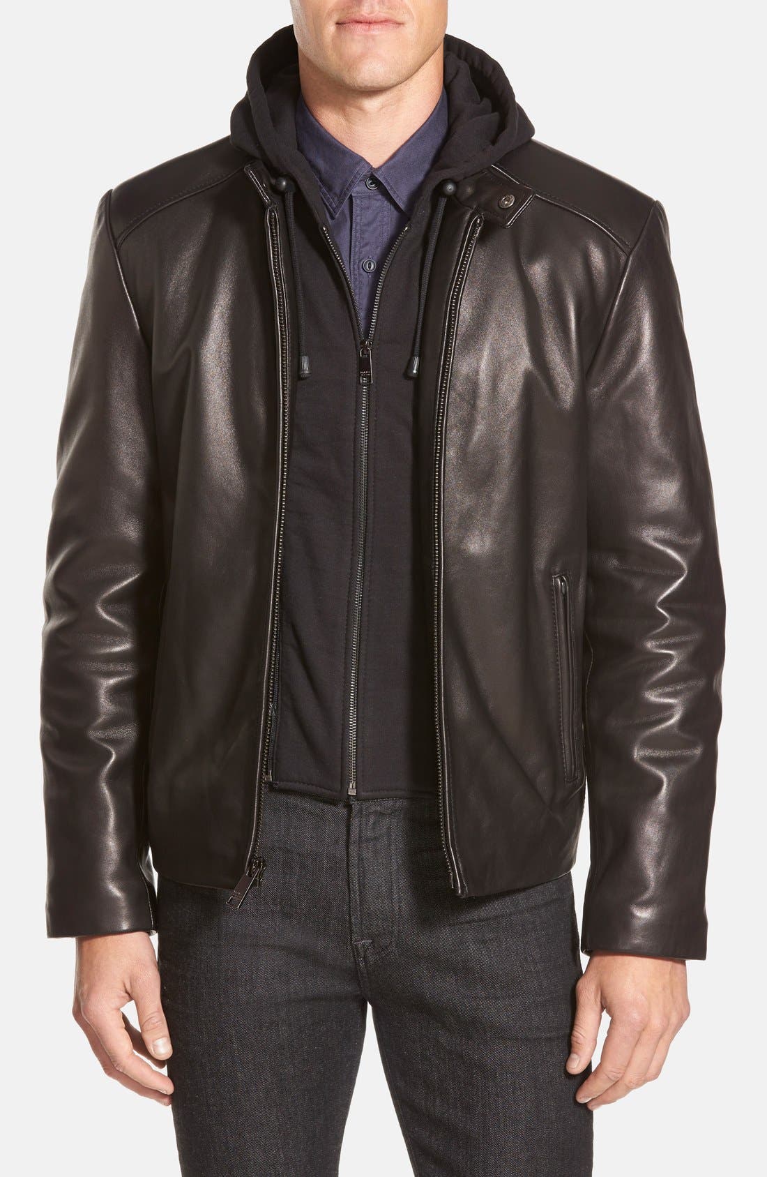 Marc New York by Andrew Marc 'Stewart' Hooded Leather Jacket Nordstrom