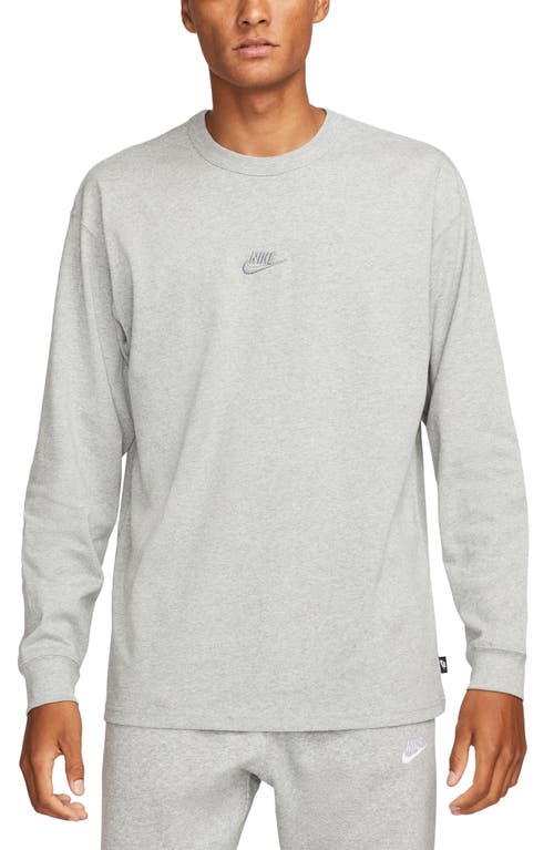 Shop Nike Sportswear Premium Essentials Long Sleeve T-shirt In Dark Grey Heather