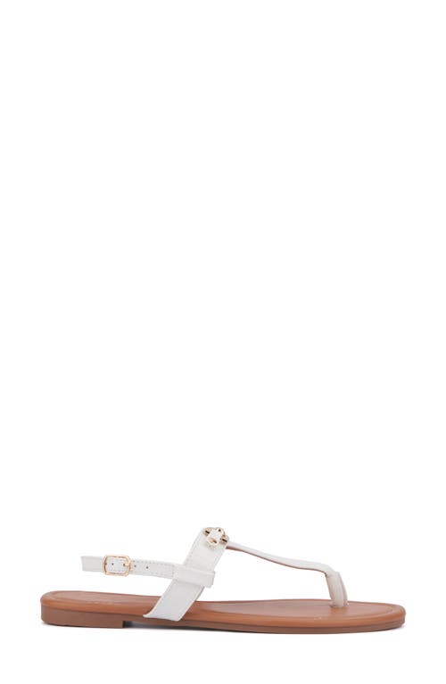 New York And Company Angelica Thong Sandal In White Lizard Print