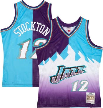 Men's Mitchell & Ness John Stockton Purple/Turquoise Utah Jazz