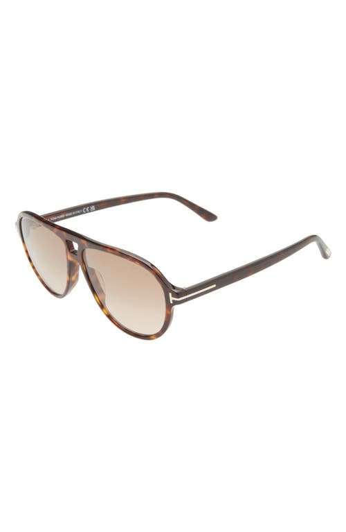 Tom Ford Jeffrey 59mm Gradient Pilot Sunglasses In Dark Havana/gradient Brown