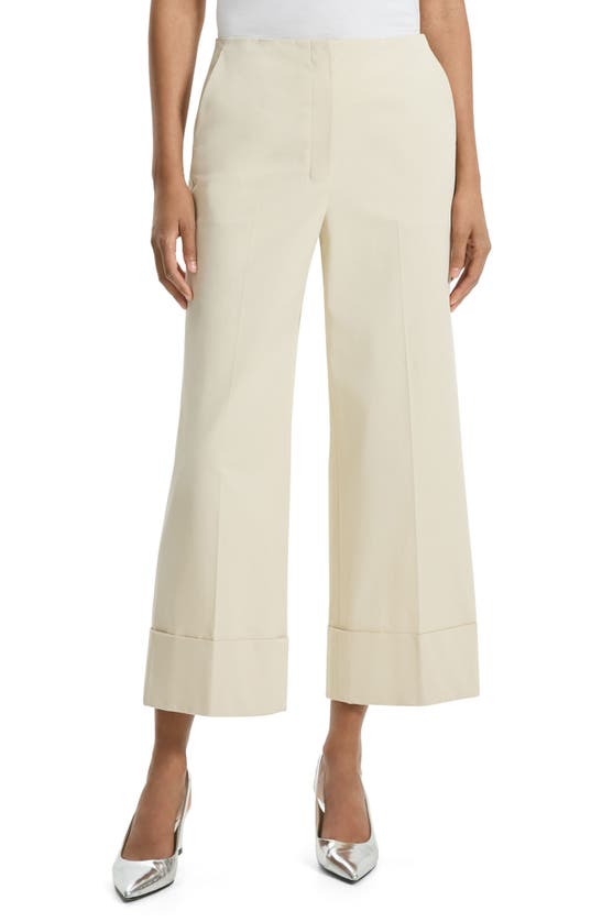 Shop Theory Patton Wide Cuff Stretch Cotton Crop Pants In Sand