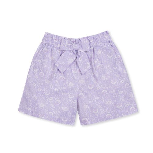 Hope & Henry Girls' Pull-on Cinched Waist Linen Short, Toddler In Lavender Fields Floral