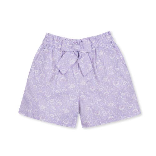 Hope & Henry Babies'  Girls' Pull-on Cinched Waist Linen Short, Toddler In Lavender Fields Floral