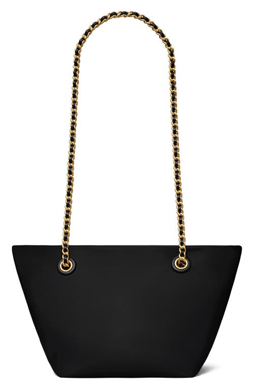 Tory Burch Ella Small Leather Chain Shoulder Bag In Black