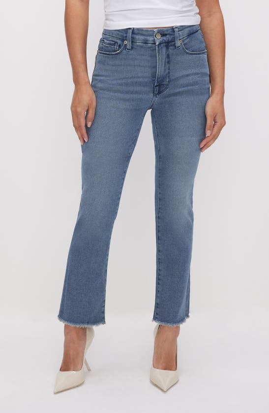 Shop Good American Good Split Pocket Straight Leg Jeans In Blue449