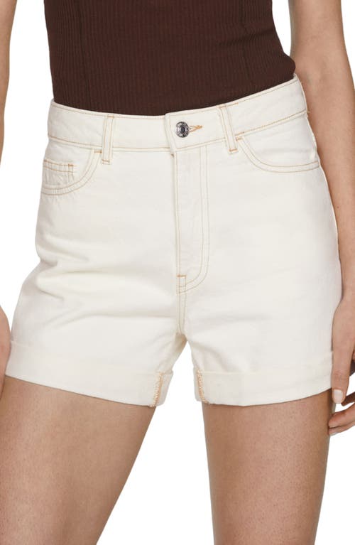 Shop Mango High Waist Denim Shorts In Beige