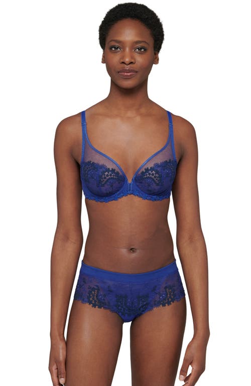 Simone Perele Wish Embroidered Boyshorts In Electric Blue