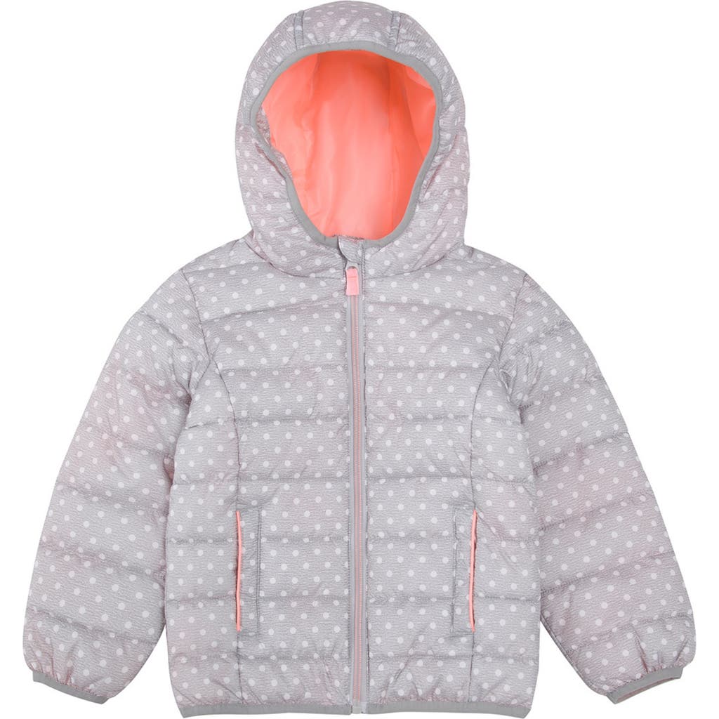 Rokka&rolla Toddler Lightweight Puffer Jacket In Light Gray Polka Dot
