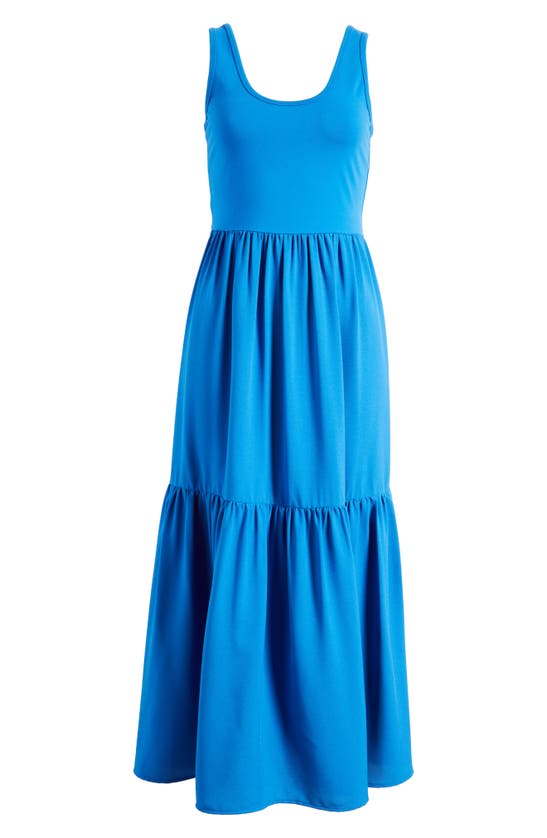 Shop Nordstrom Mixed Media Tank Maxi Sundress In Blue Marmara