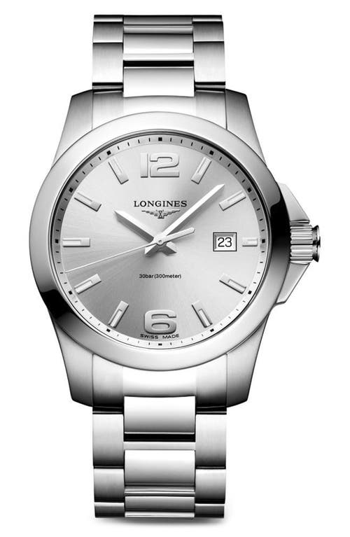 Longines Conquest Bracelet Watch, 41mm in Silver at Nordstrom