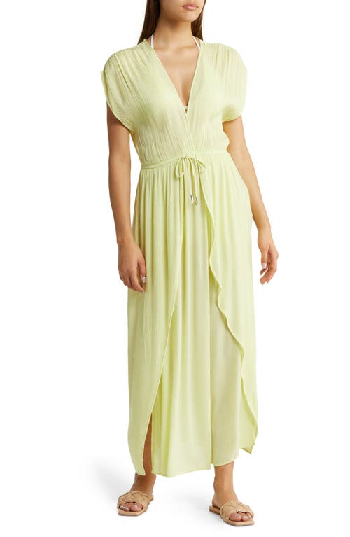 Elan Wrap Maxi Cover-Up Dress in Limon