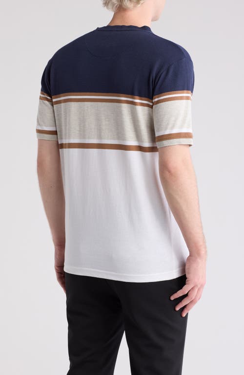 Shop Cactus Man Stripe Textured Cotton T-shirt In Navy