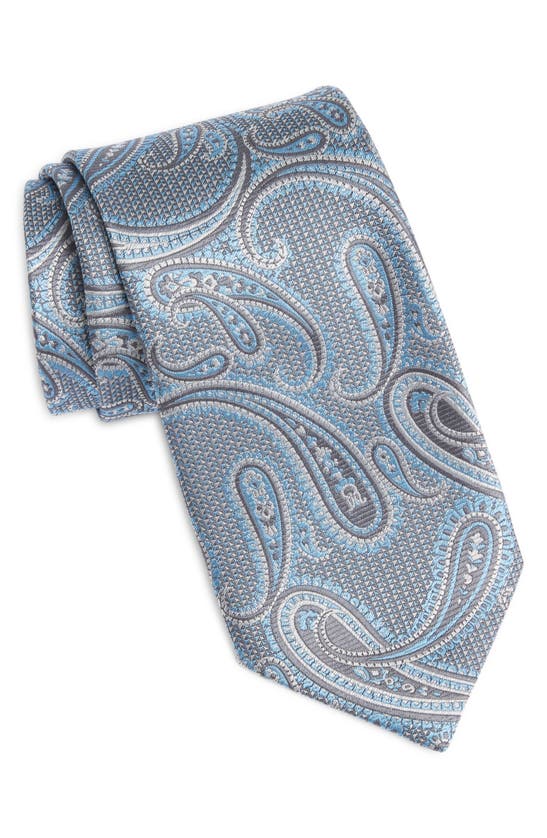 Shop David Donahue Paisley Silk Tie In Charcoal