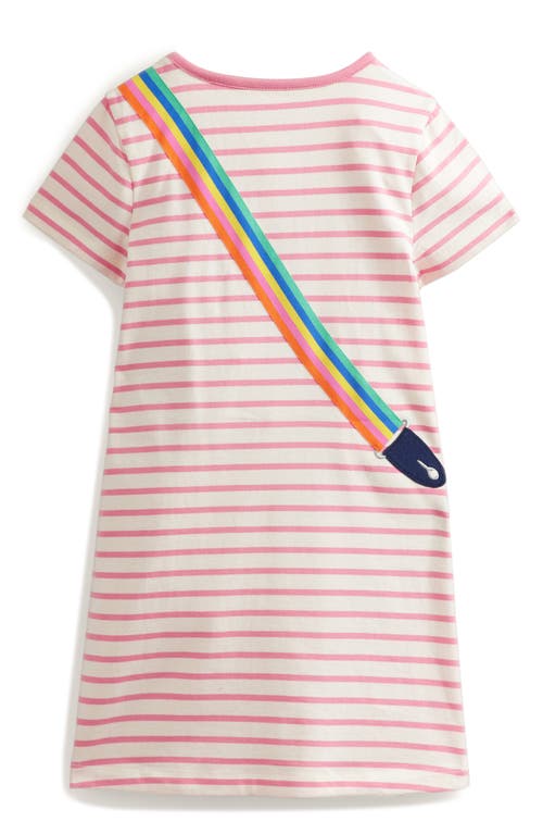 Shop Mini Boden Kids' Appliqué Short Sleeve Jersey Dress In Ivory/salmon Pink Guitar