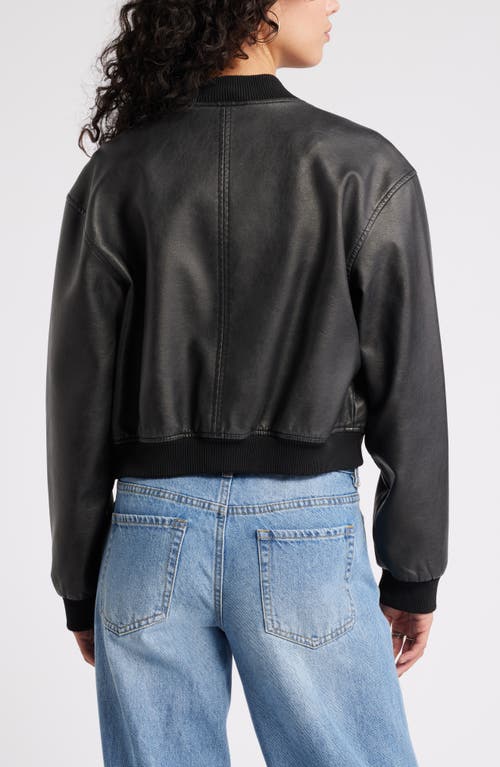 Shop Bp. Faux Leather Bomber Jacket In Black