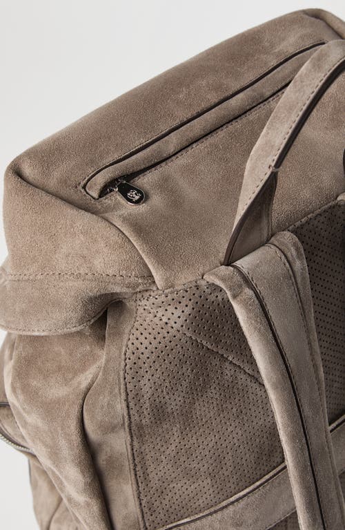 Shop Brunello Cucinelli Suede Leisure Backpack In Stone Grey