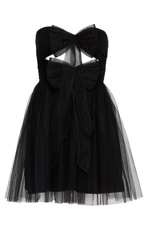 Shop Nasty Gal Double Bow Strapless Tulle Cocktail Minidress In Black