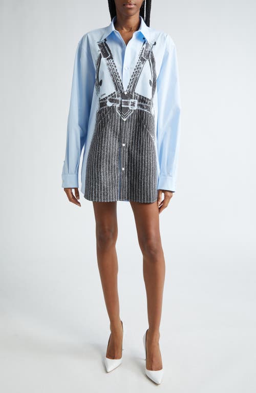 Jean Paul Gaultier The Madone Cotton Poplin Button-up Shirt In Baby Blue/black