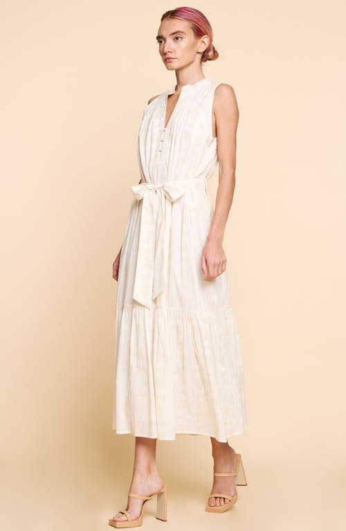 Shop Ciebon Shaina Tiered Cotton Blend Midi Dress In Cream