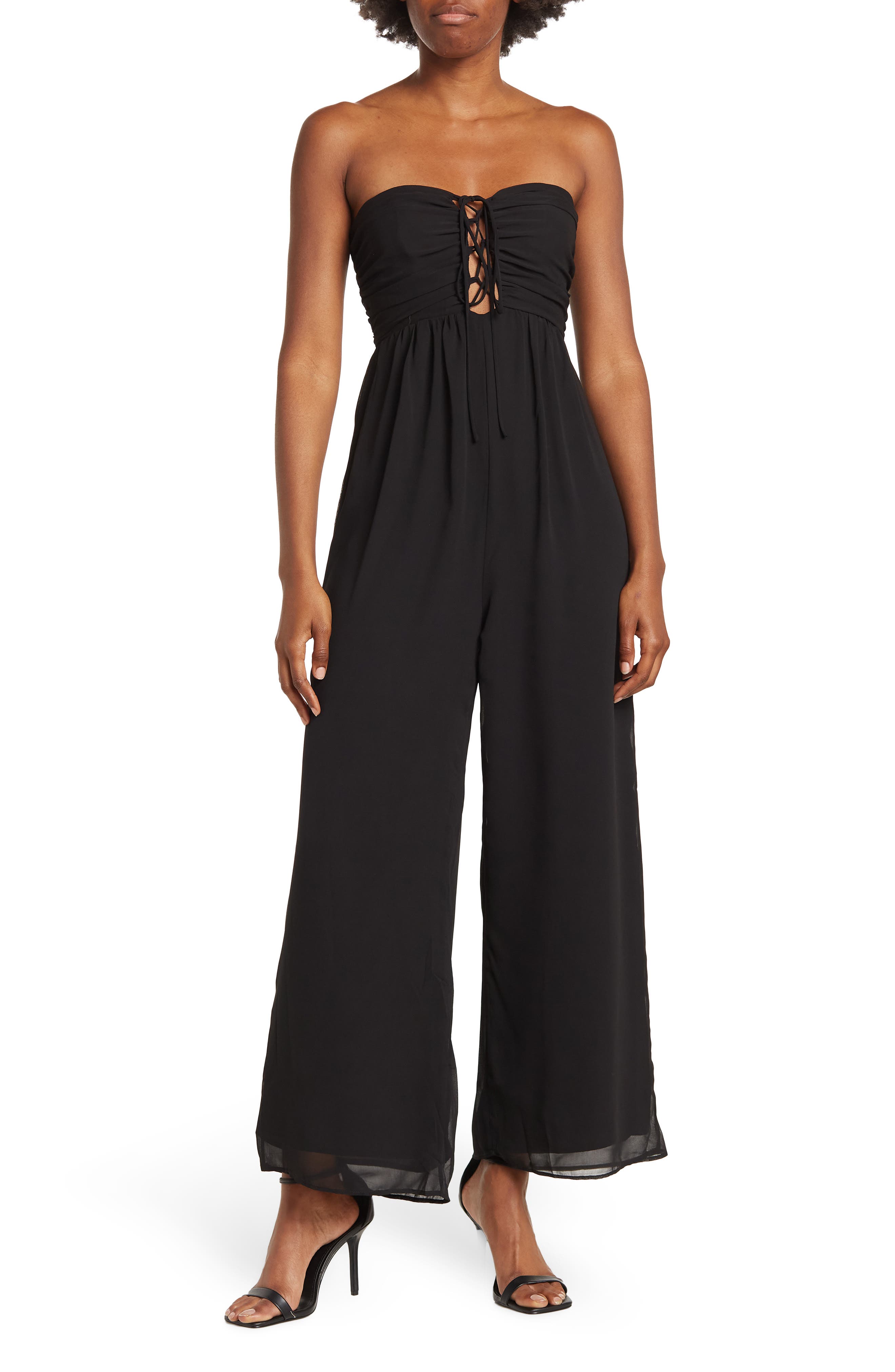 Lush Strapless Tie Front Ruched 