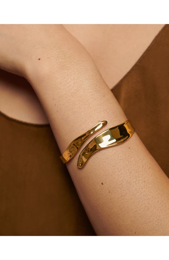 Shop Monica Vinader The Wave Cuff Bracelet In 18ct Gold Vermeil