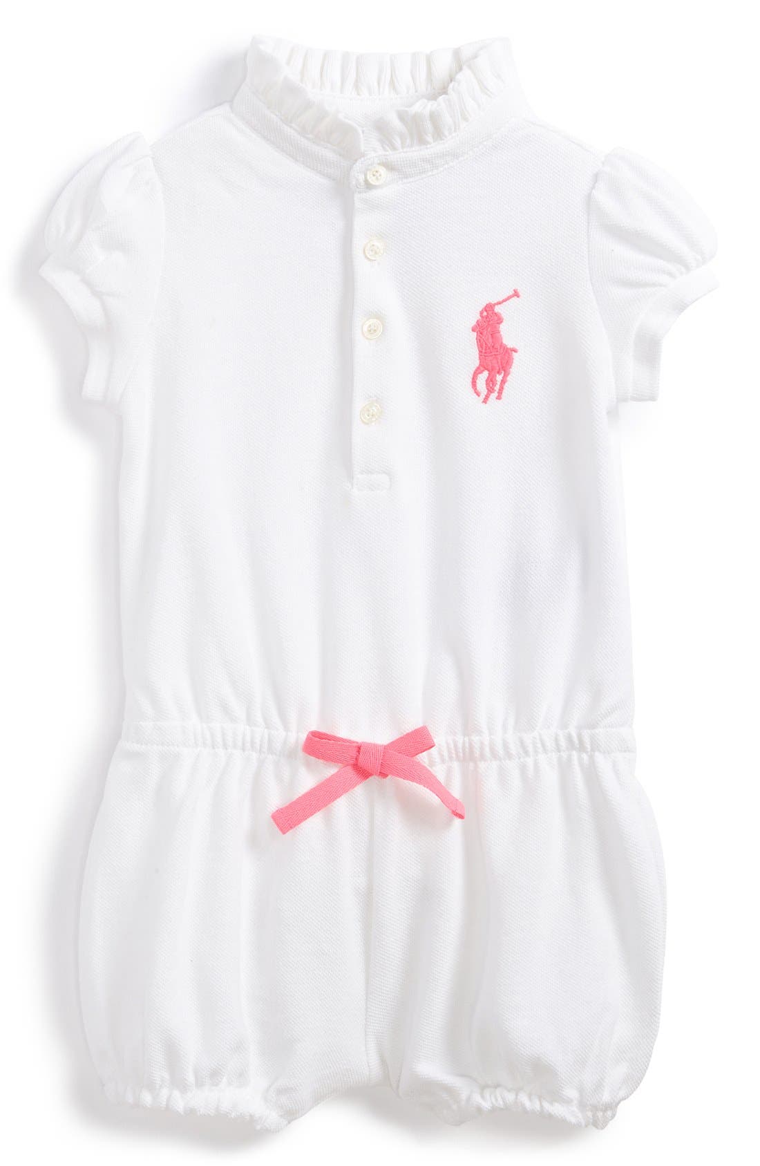 Ralph Lauren Piqué Cotton Romper (Baby Girls) Nordstrom