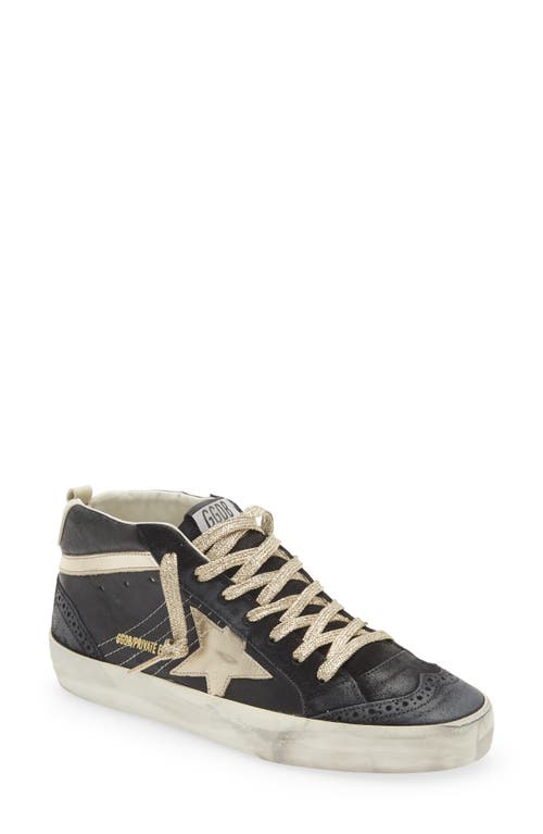 Golden Goose Mid Star Glitter Sneaker In Black/platinum/ivory