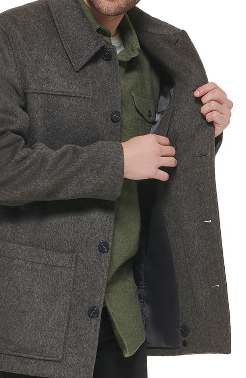 Shop Cole Haan Wool Blend Coat In Grey