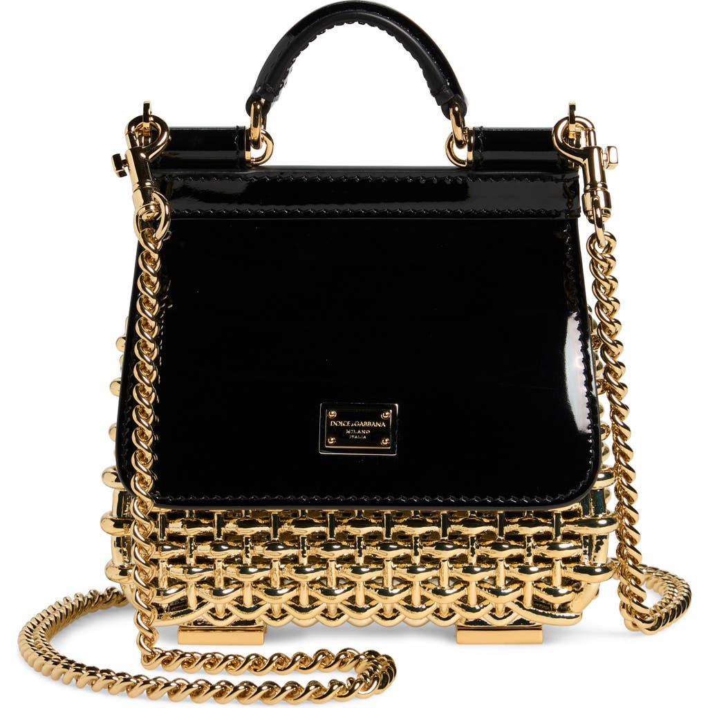 Dolce & Gabbana Dolce&gabbana Mini Sicily Box Cage Shoulder Bag In Black