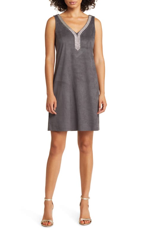Tommy Bahama Salina Sands Embellished Faux Suede Shift Dress Forged Iron at Nordstrom,