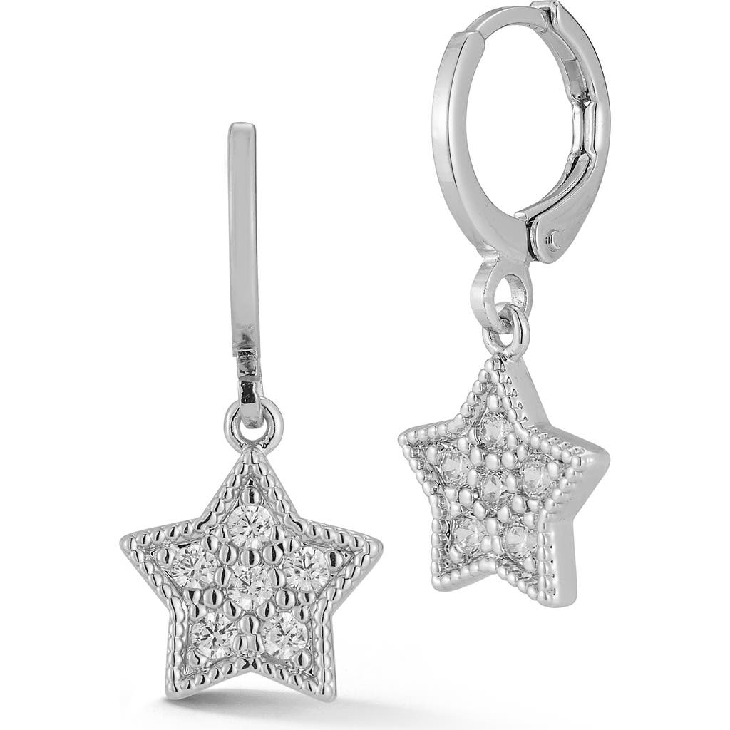 Sphera Milano Cubic Zirconia Drop Huggie Hoop Earrings In Silver