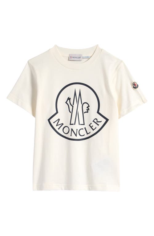 Shop Moncler Kids' Logo Cotton Graphic T-shirt In White