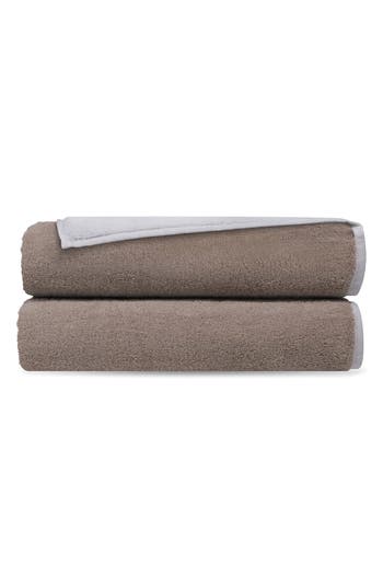 Brooks Brothers Double Face 2-piece Turkish Cotton Bath Towels In White Beige