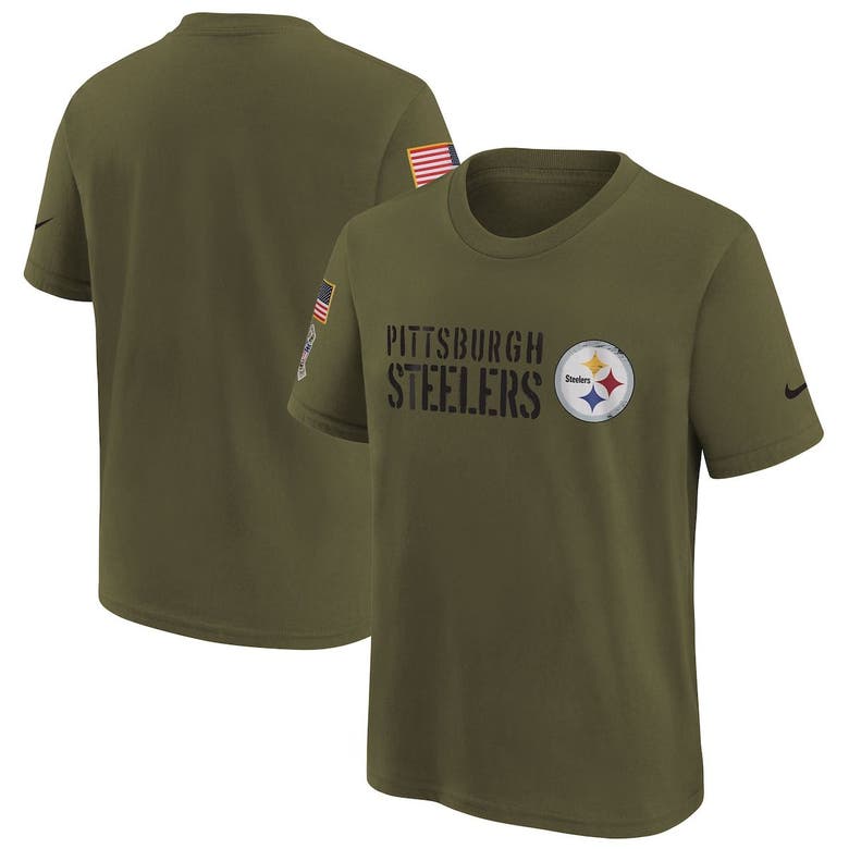 Nike Kids' Youth  Olive Pittsburgh Steelers 2022 Salute To Service Legend T-shirt