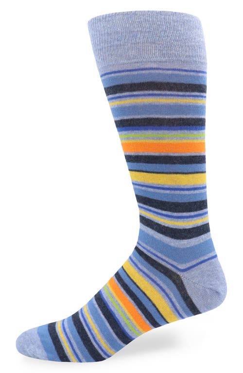 Lorenzo Uomo Stripe Dress Socks in Light Blue