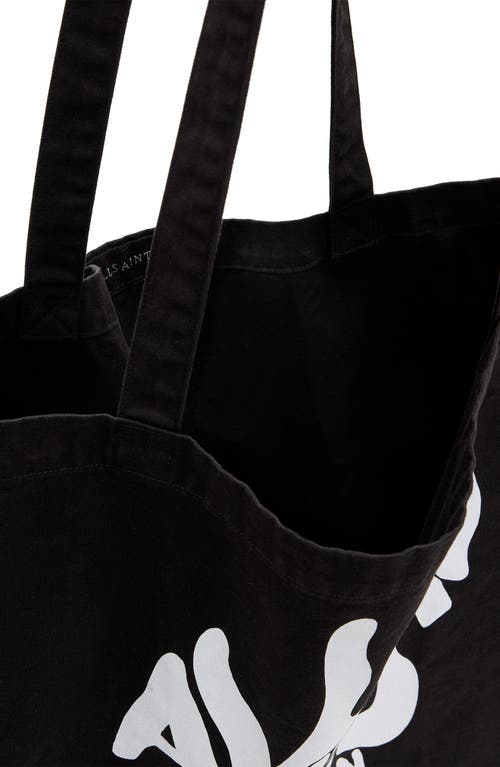 Shop Allsaints Orlando Logo Canvas Tote In Black/chalk