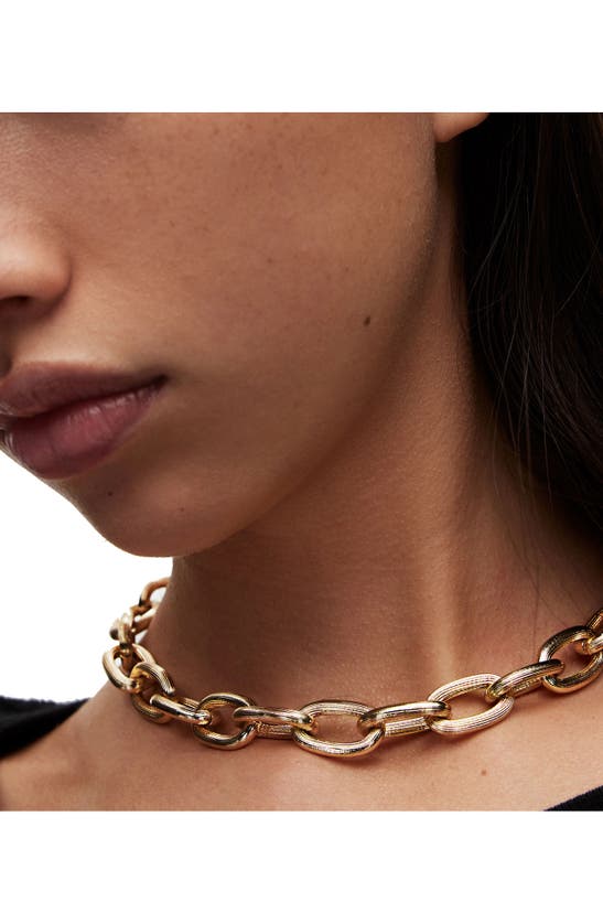 Shop Allsaints Oval Chain Collar Necklace In Gold