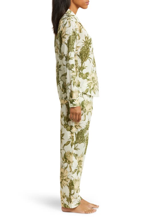 Shop Desmond & Dempsey Long Sleeve Cotton Pajamas In Soleia Cream
