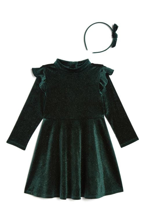 PIPPA & JULIE PIPPA & JULIE CLAIRE SPARKLE VELVET SKATER DRESS WITH HEADBAND 