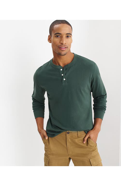 Shop Lands' End Super-t Long Sleeve Henley Shirt In Deep Woodland Green