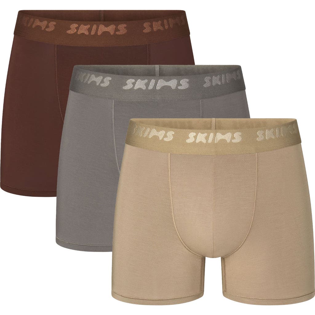 Skims 3-pack 3-inch Stretch Modal Boxer Briefs In Desert Multi
