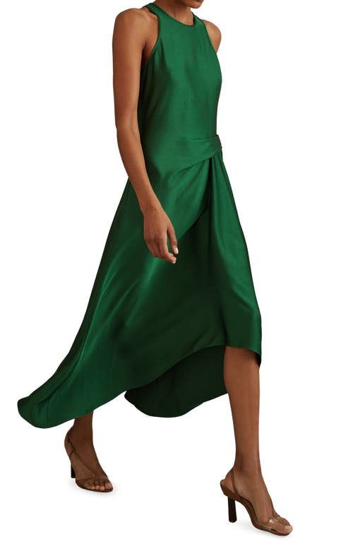 Reiss Micah Sleeveless High-Low Satin Dress Green at Nordstrom,