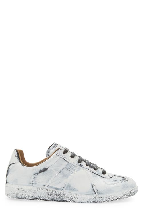 Shop Maison Margiela Replica Paint Low Top Sneaker In Black/glossy White