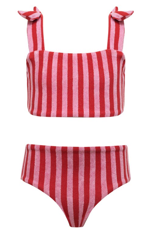 Shop Beach Riot Kids' Little Stella Two-piece Swimsuit In Candy Cane Stripe